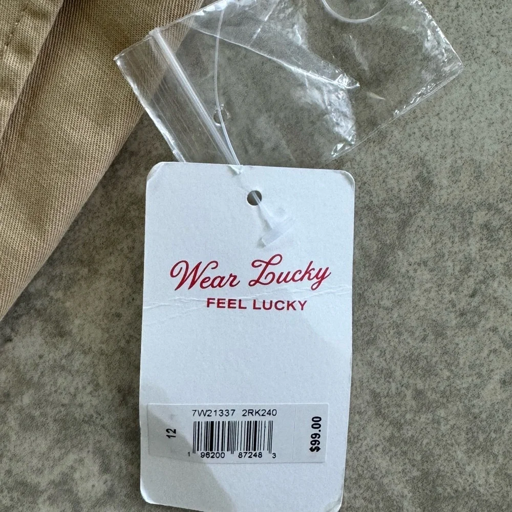 NWT Lucky Brand Pleated Wide Leg Crop Pants in Tan - size 12